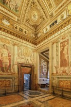 Ceiling painting and golden wall decorations in the Sala Paolina, Pope's chamber, Castel Sant