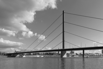 Oberkasseler Brücke, Rhine bridge, cable-stayed bridge, opened 1967, Düsseldorf, North