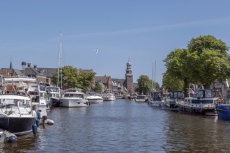 Main canal in Lemmer on the IJsselmeer, Lemsterland, province of Friesland, Netherlands