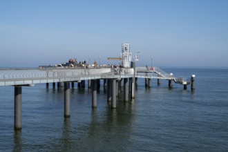 Newly built pier from 2021, Baltic resort Koserow, Usedom Island, Baltic Sea, Mecklenburg-Western