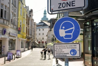 Recklinghausen, North Rhine-Westphalia, Germany - Masks compulsory in the old town of