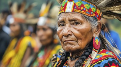 Indigenous peoples of Andes and South America in national clothes., AI generated