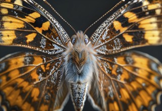 Extreme close-up of a painted lady butterfly (Vanessa cardui), AI generated