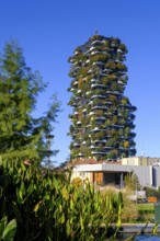 Bosco Verticale, twin tower, green tower block with trees and shrubs, high-rise buildings,