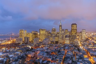 The San Francisco skyline at dusk, California, United States of America, USA, North America