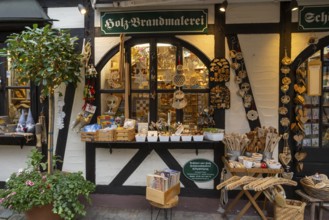 Shop with decorative items made of wood, Handwerkerhof am Königstor, Nuremberg, Middle Franconia,