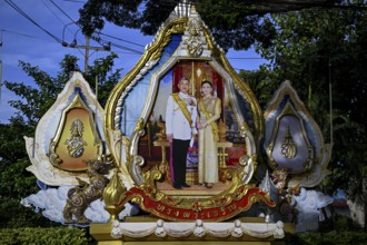 Picture of the Thai King Maha Vajiralongkorn, known as Rama X, and Queen Suthida