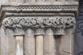 Floral elements on the Romanesque entrance portal, late Gothic church of St George, Weinmarkt,