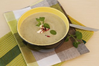 Swabian cuisine, Alblinsen chestnut soup, healthy, vegetarian, regional, soup served in a bowl with