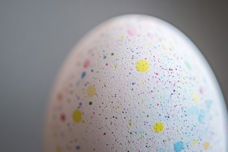 Close up of pastel colored Easter egg with small sprinkles. Generative AI, AI generated