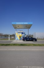 Herten, North Rhine-Westphalia, Germany - Hydrogen car fills up with H2 hydrogen at an H2 hydrogen