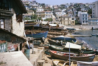 Ships and fishing boats in the harbour of Pireaus, Athens, Greece, 1964, Europe