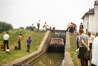 Foxton Locks, Grand Union Canal, Leicestershire, England, UK August 1973