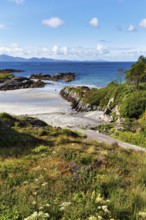 Rocky coast, bay, White Strand, Castlecove, panoramic road Ring of Kerry, Atlantic coast, Iveragh