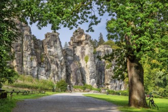 Externsteine, sandstone rock formation. Horn-Bad Meinberg, Teutoburg Forest, North