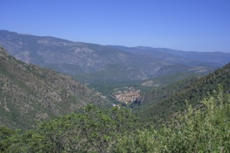 View from the Saint Martin du Canigou Abbey to the village of Casteil, Département