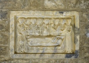 Walled-in tomb tablets in the cloister of Saint Martin du Canigou Abbey, Casteil, Département