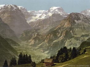 View of the Glarus Alps, Selbsanft, Piz Urlu, Todi, seen from Rubschen Braunwald, Glarus,