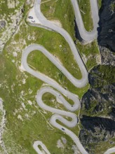 La Tremola, world-famous serpentine road through the Val Tremolo, road construction monument,