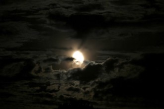 Full moon by the sea, Baltic Sea, September, Mecklenburg-Western Pomerania, Germany, Europe