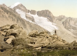 Furka Pass, Galenstock, from the Furkahorn, Bernese Oberland, Switzerland, Historic, digitally