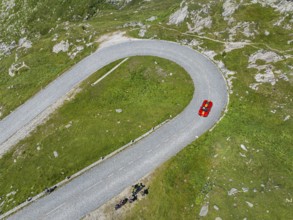 La Tremola, world-famous serpentine road through the Val Tremolo, road construction monument,