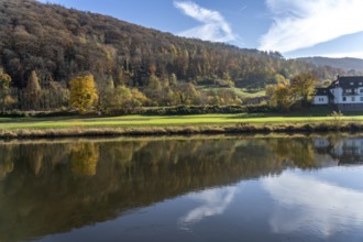 The Weser near Bodenwerder, Lower Saxony, Germany, Europe