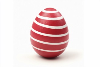 Red Easter egg with white stripes isolated on white background. Generative Ai, AI generated