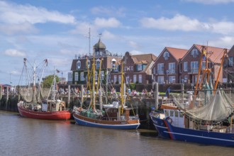 Cutter harbour Neuharlingersiel, shrimp cutter, North Sea, Harlingerland, Lower Saxony, Germany,