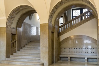 Staircase, interior design of the town hall in Chemnitz, Saxony, Germany, Europe