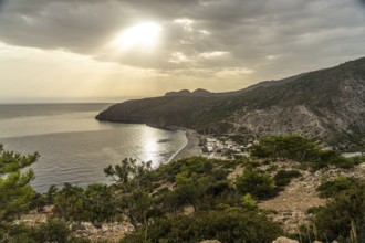 View of the coast and Sougia, Crete, Greece, Europe