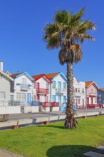 Traditional wooden striped houses, Costa Nova do Prado, Aveiro, Portugal, Europe