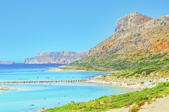 View of Balos bay, Gramvousa Peninsula, Chania, Crete, Greece, Europe