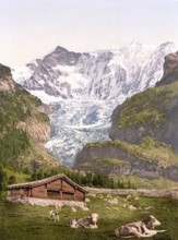 Grindelwald, Chalet und Vischerhorn, Bernese Oberland, Switzerland, Historic, digitally restored