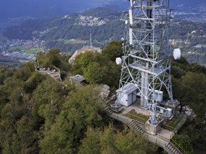 Transmission mast on Monte San Salvatore, Lugano, Canton Ticino, Switzerland, Europe