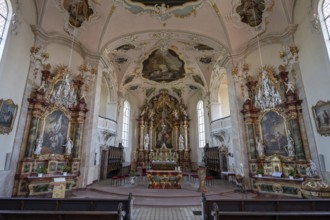 Chancel of the baroque St Martin's Church, Riegel am Kaiserstuhl, Baden-Württemberg, Germany,