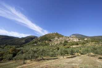 Byzantine ruined city of Mystras or Mistra on the Taygetos Mountains, UNESCO World Heritage Site,