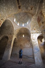 Frescoes in the church of St Nicholas, Byzantine ruined city of Mystras or Mistra on the Taygetos