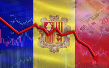 Financial fall of Andorra on economy market. Andorra financial crisis on economic graph