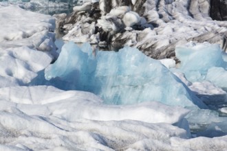 Icebergs on the Joekulsarlon glacial lake or lagoon