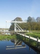 Großefehn Canal, bascule bridge, Mittegroßefehn, East Frisia, Germany, Europe