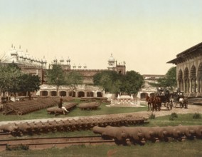 Agra. Cucharree and Hall of Public Audience, India, digitally restored reproduction from a 19th