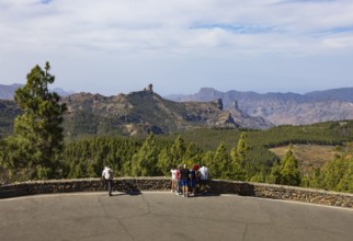 Viewpoint at the summit of Pico de las Nieves with a view of the Caldera de Tirajana valley, Gran