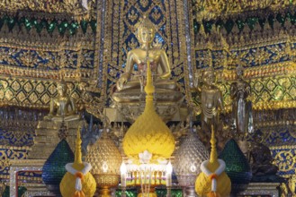 Golden Buddha statue, Bhumispara-mudra, Buddha Gautama at the moment of enlightenment, Wat