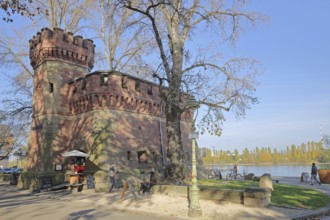 Fortification Caponniere built in 1887 on the banks of the Rhine, Caponniere, tower, city