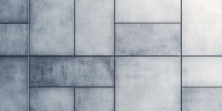 Banner with different sized gray square shaped tiles. Generative AI, AI generated