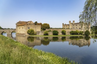 The moated castle of Leeds Castle near Maidstone, Kent, England, Great Britain