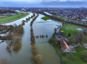 Dorsten, North Rhine-Westphalia, Germany, Flood on the Lippe, river in the Ruhr area, Europe