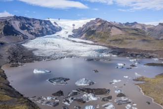 Glacier tongue of the Öræfajökull, glacial lake, panorama, Iceland, Europe