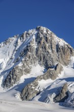 High alpine mountain landscape, summit of the Aiguille de Chardonnet and Glacier du Tour, glaciers